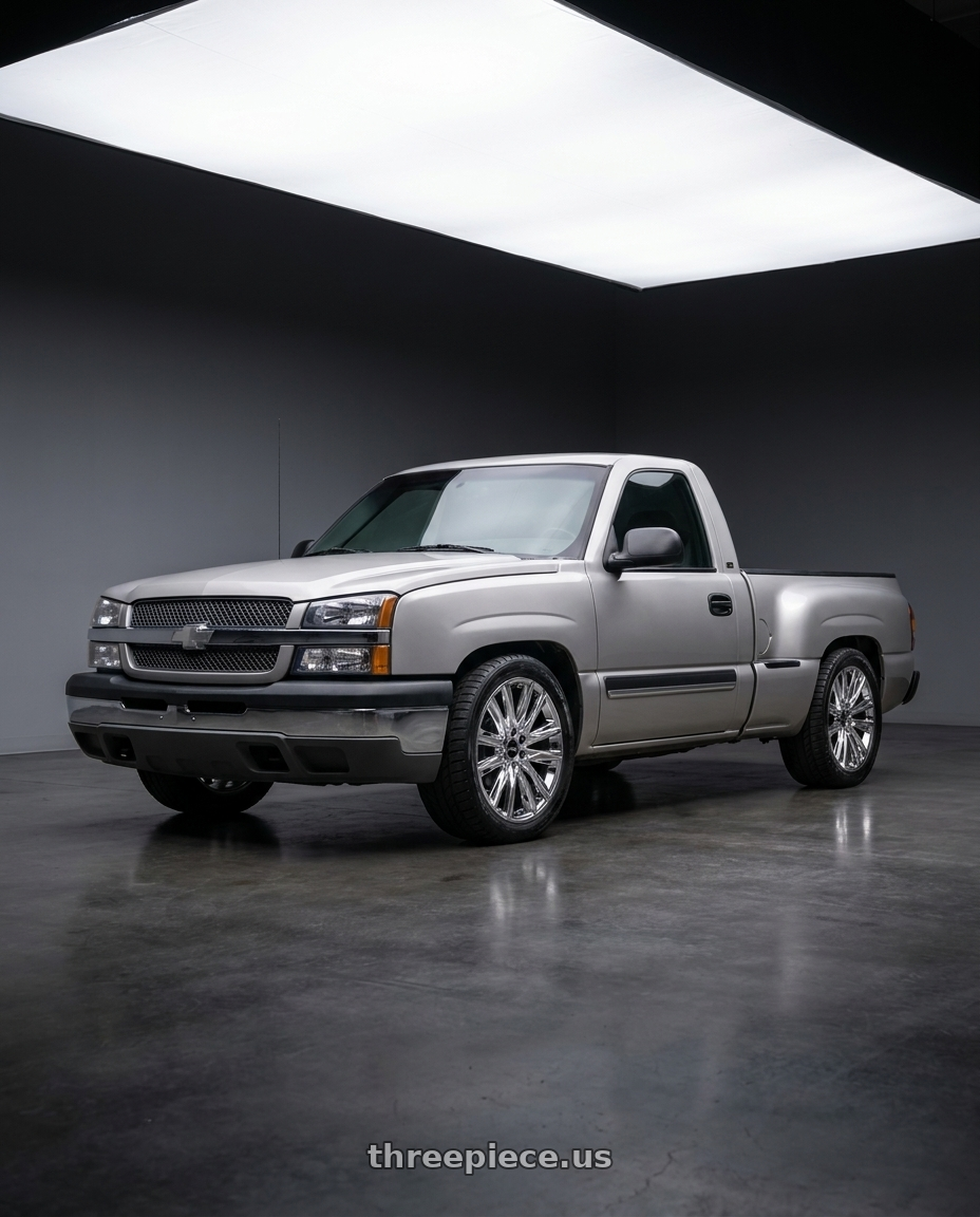 2003 Chevy Silverado 1500 LS with RTX GM01 6x139.7 20x9 +25 Chrome / Pvd wheels