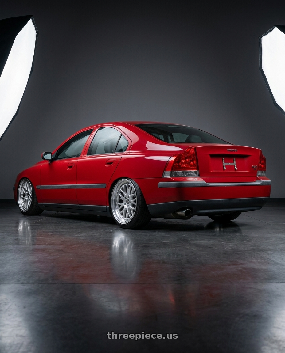 Volvo s60 2002 with ESR Wheels CS SERIES CS01 5x100 18x8.5 +30 Hyper Silver wheels rear three quarter view slight stretch tires