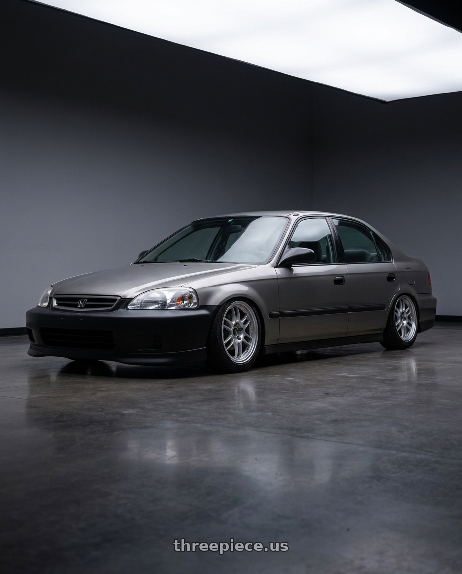2000 honda civic DX sedan with Enkei PF01 4x100 16x7+43 Silver wheels