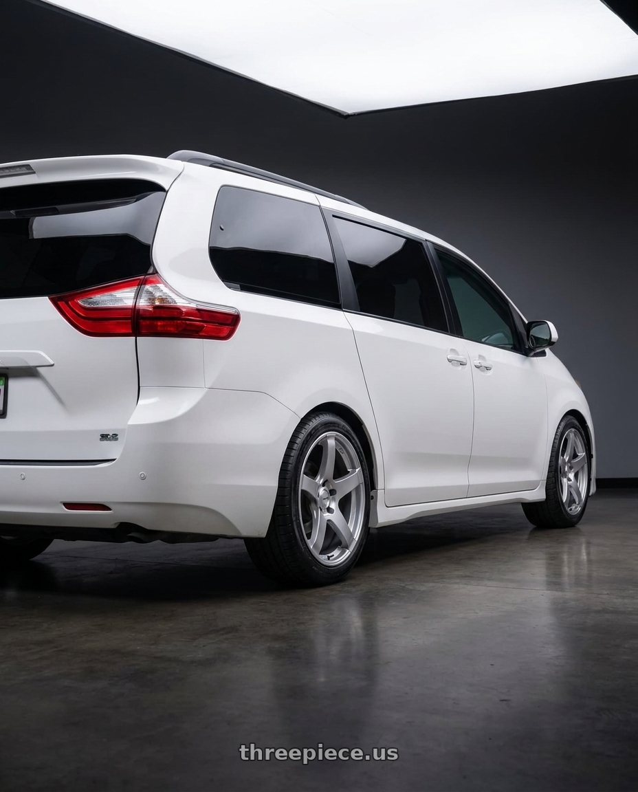 2016 Toyota Sienna with Ssr Gtv01 5x114.3 19x8.5+38  GLARE SILVER wheels rear three quarter view square tires