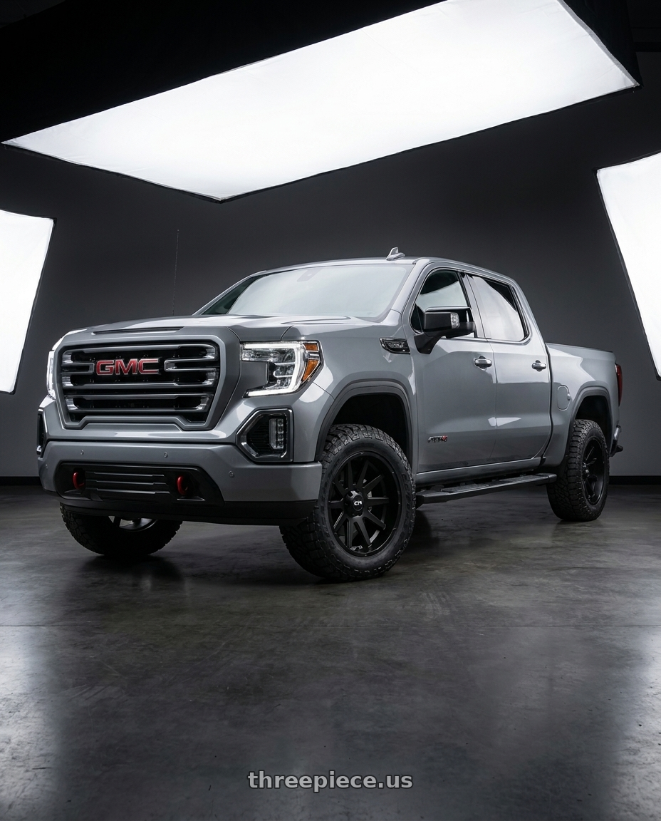 2021 GMC Sierra 1500 AT4 with Ion Type 143 6x139.7 20x10-19 Matte Black wheels