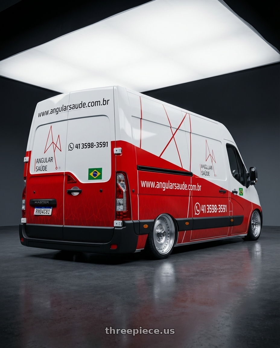 RENAULT MASTER 2.3 DCI FURGÃO 16V 2015 adesivada com pelicula  with Center Line Auto Drag 2.0 5X114.3 15x7 -6 Brushed wheels rear three quarter view square tires