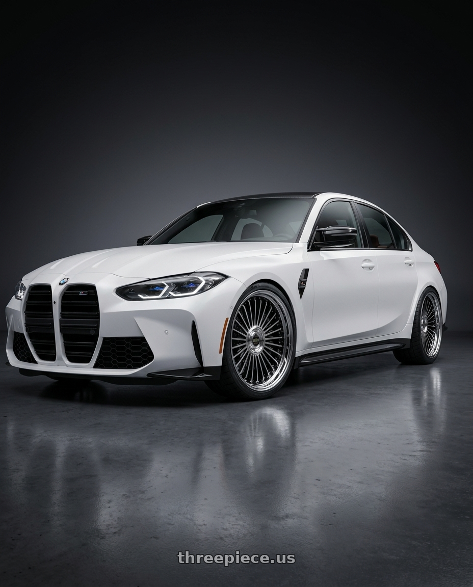 2022 BMW M3 with Work Emitz Black Polish 5x112 19x7.5 +22 wheels