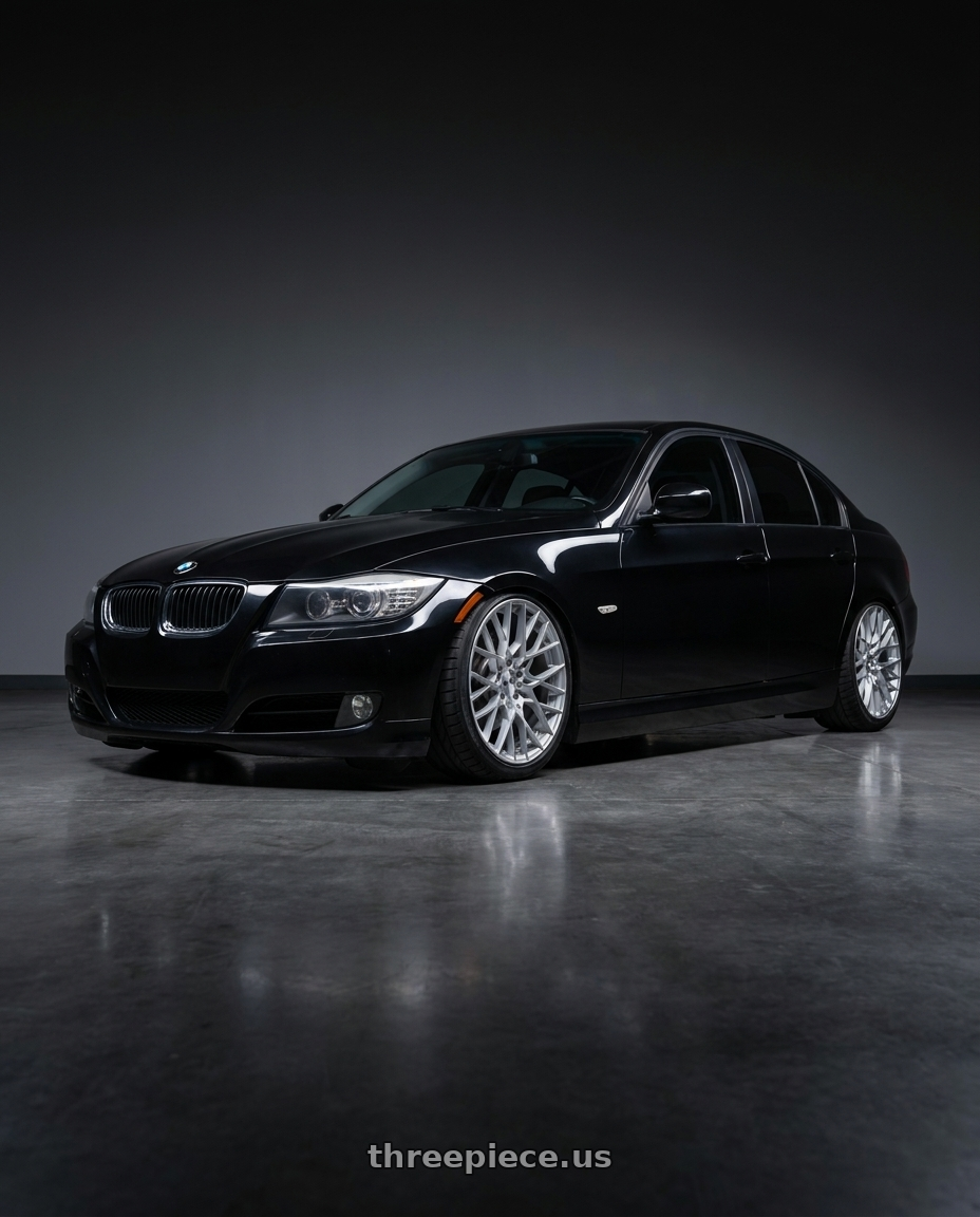 2011 bmw 335d with TSW SEBRING 5X120 17X8 +35 SILVER W/  MIRROR CUT FACE wheels