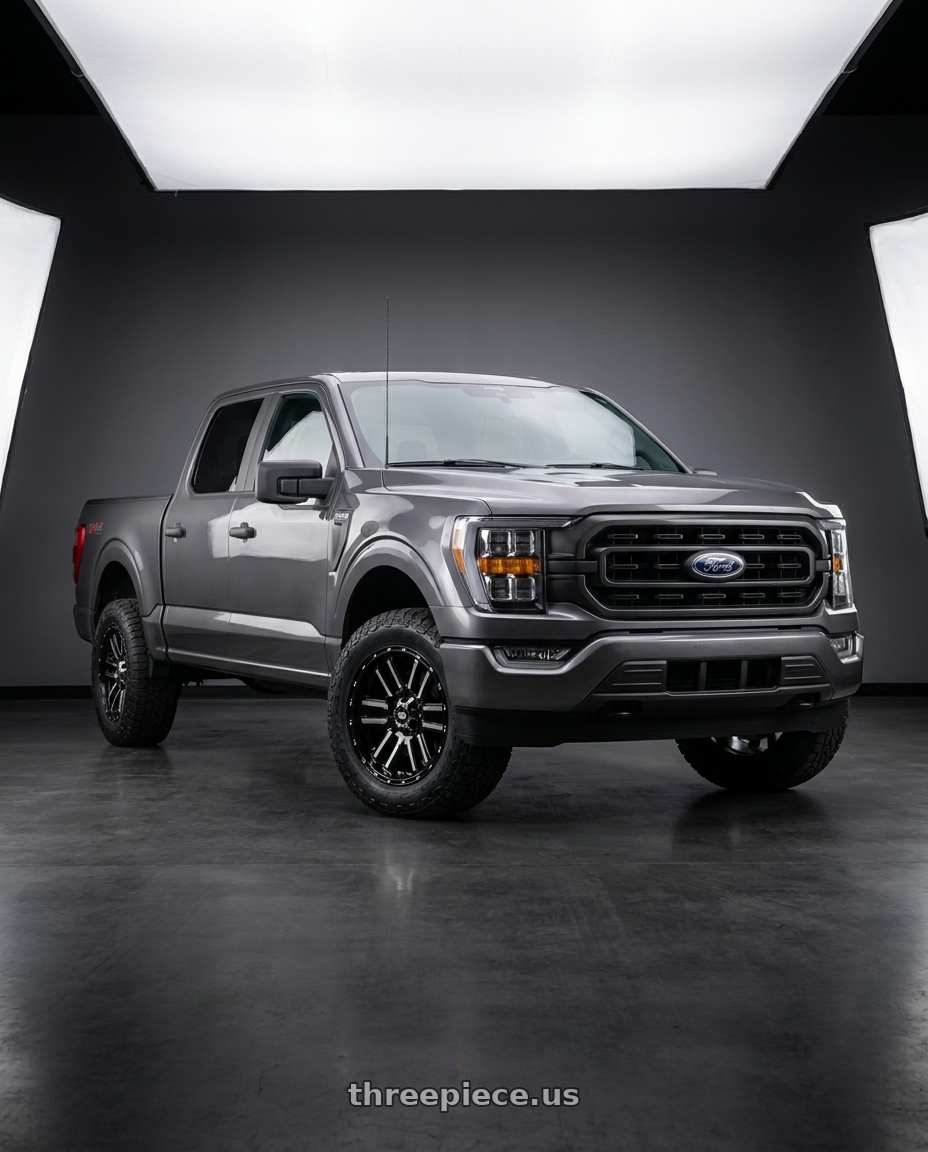 2021 Ford F-150 XL with Vision Off-Road 348 Nexus 6x135 17x8.5+18 Gloss Black Machined Face wheels