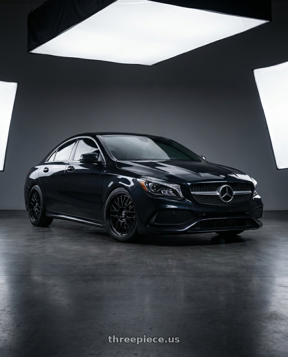 2018 Mercedes-Benz CLA C117 with fifteen52 HOLESHOT 5x112 19x8.5 +45 ASPHALT BLACK (SATIN BLACK) wheels