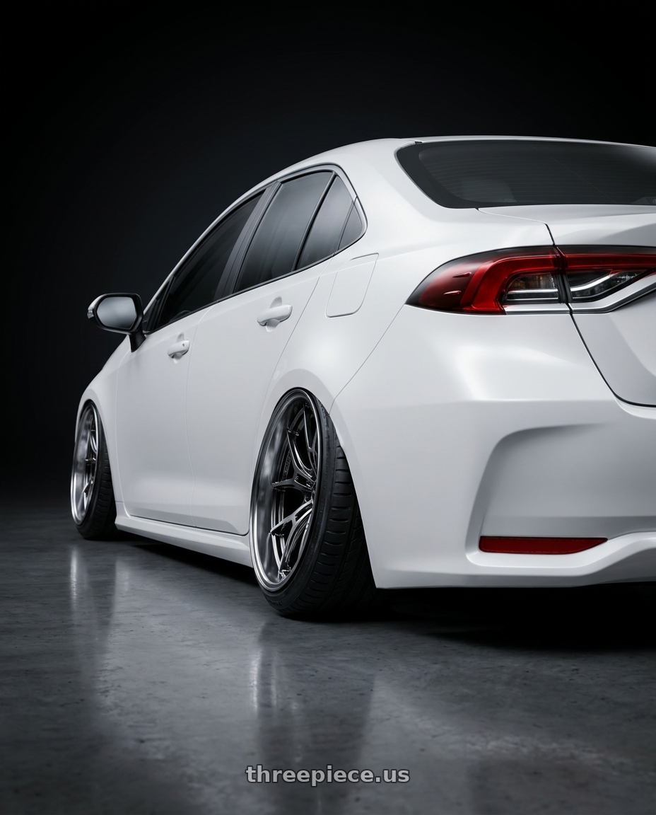 2020 Toyota Altis White with Gram Lights 57FXZ 5x100 18x7.5+50 RBC / Machining wheels rear three quarter view extreme stretch tires