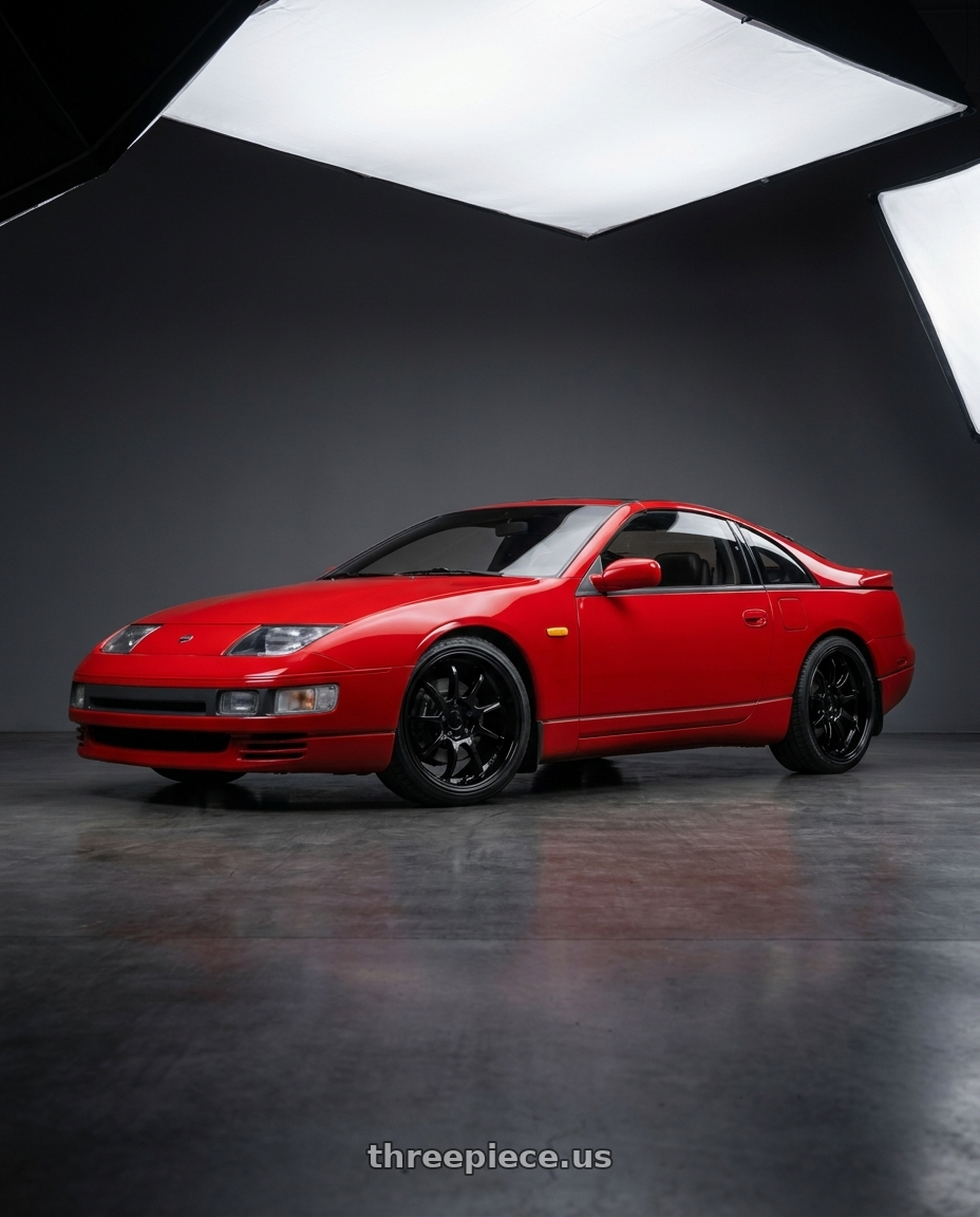 1990 Nissan 300ZX TT Red with Work Emotion D9r 5x100 18x8.5 +38 Black wheels