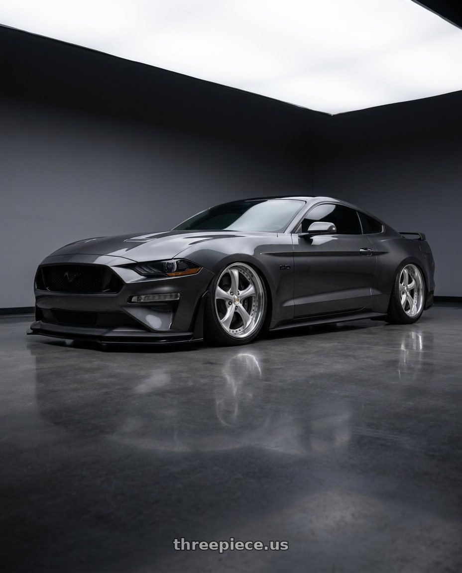 2019 Mustang gt with Work Wheels VS-KF 5x114.3 20x10.5+40 Light Grey Silver O Disk FULL REVERSE wheels
