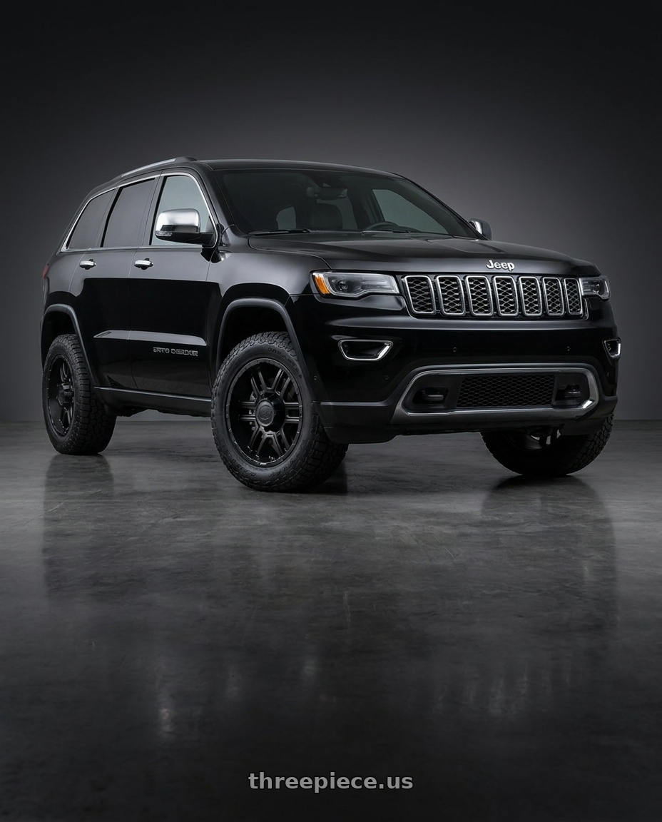 2021 Jeep Grand Cherokee Overland with Ion Type 179 5x127 17x8+10 Matte Black wheels