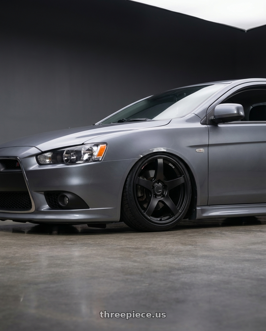 2014 Mitsubishi Lancer Ralliart with Ssr Gtv01 5x114.3 18x9+35  FLAT BLACK wheels