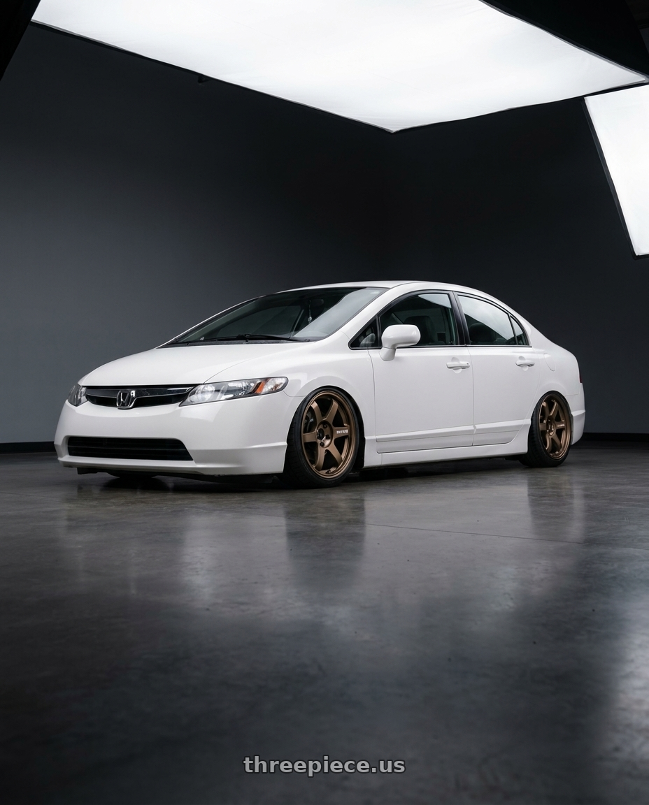 2007 honda civic ex with Volk Racing TE37 Saga S-Plus 5x114.3 17x8.0+38 Bronze wheels