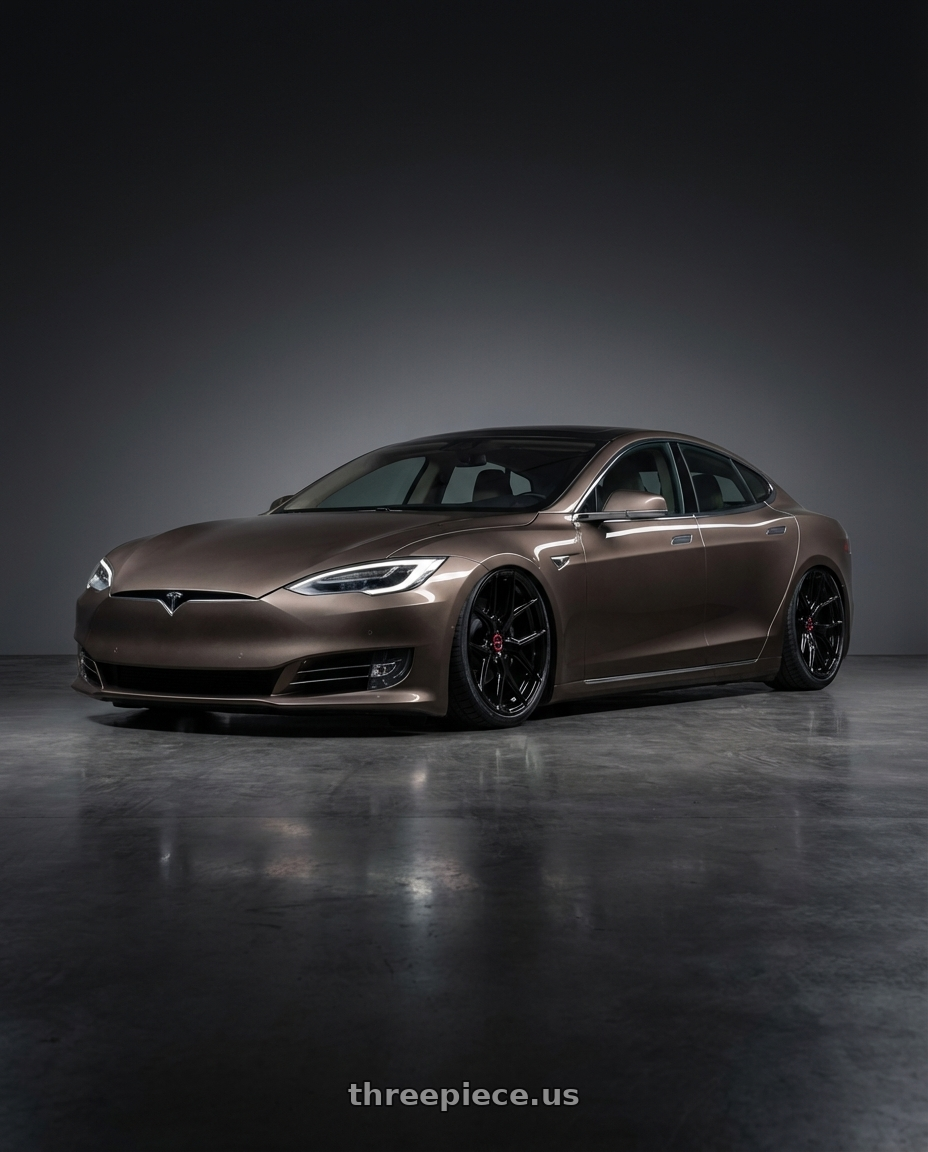 2018 Tesla Model S with Vossen HF-5 21x12 / 5x120 / ET52 / Deep Face / 72.56 - Gloss Black Wheel - HF5-1B36 wheels