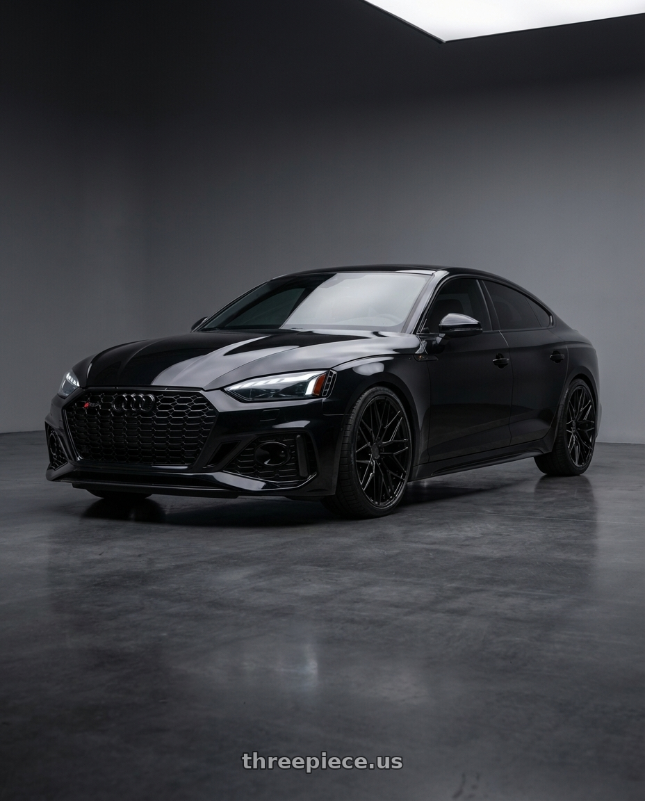 2022 Audi RS5 with Avant Garde Wheels M520R 5X112 20x10 +25 Gloss Black wheels