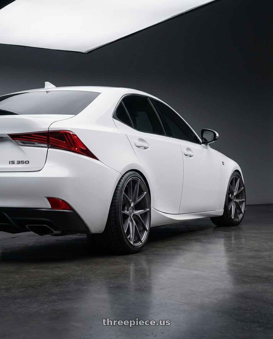 2018 Lexus IS 350 F Sport with Niche 1PC M116 MISANO 5X114.3 19X8.5 +33 MATTE GUN METAL wheels rear three quarter view square tires