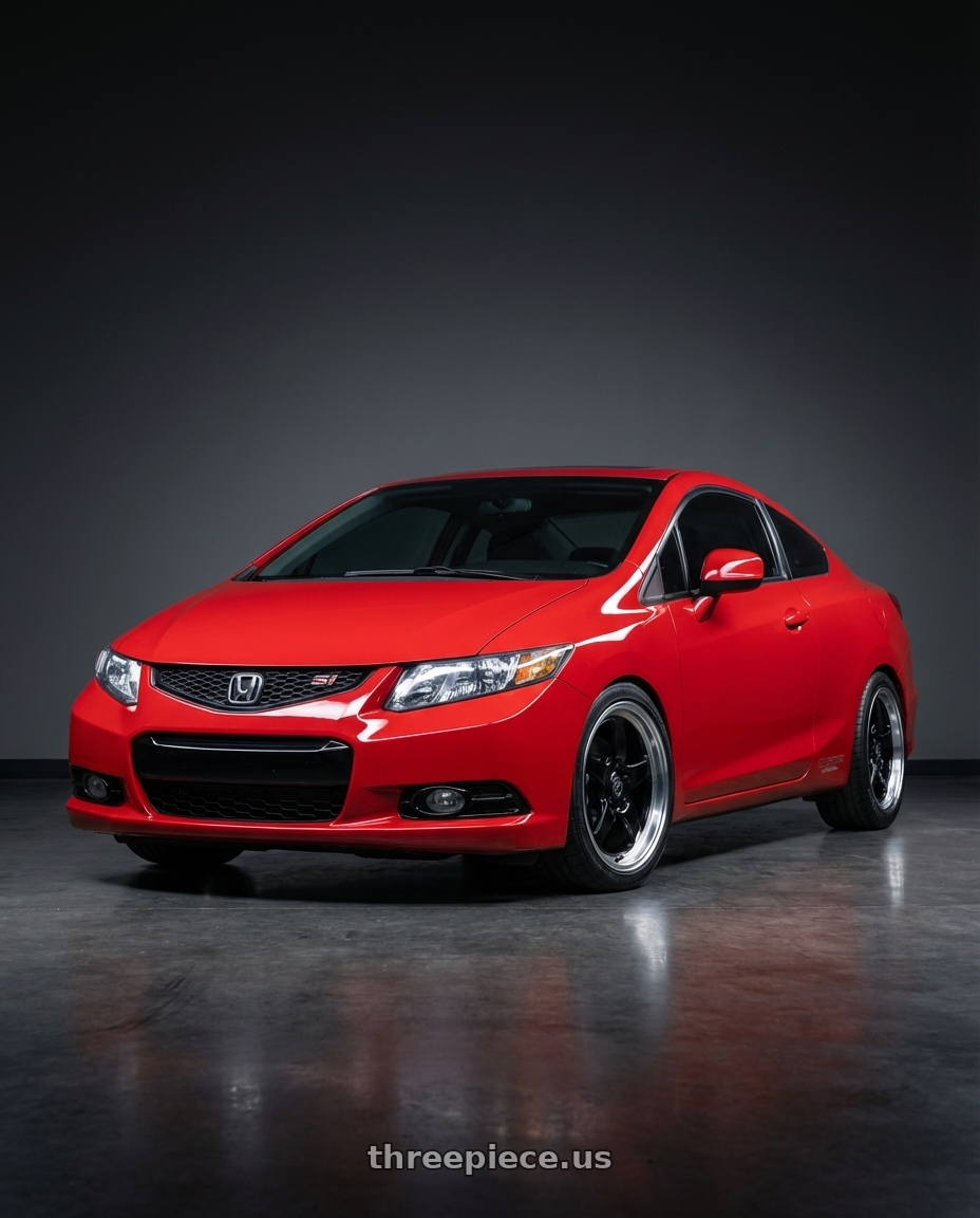 2015 Honda Civic Si with Forgestar D5 Drag 5x114.3 17x10 +50 Gloss Black Machined wheels