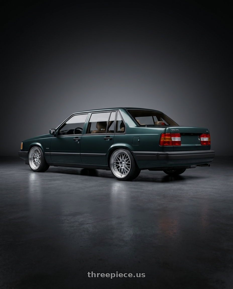 1991 volvo 940 se with Work Meister M1 3p 5x108 16x6.5+24 O Disk Silver wheels rear three quarter view slight stretch tires