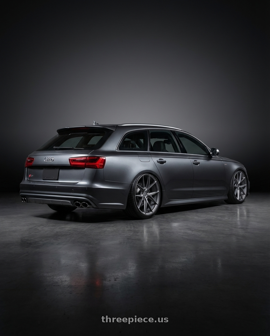 2016 Audi S6 C7 with Niche 1PC M116 MISANO 5X112 20X9 +27 MATTE GUN METAL wheels rear three quarter view slight stretch tires