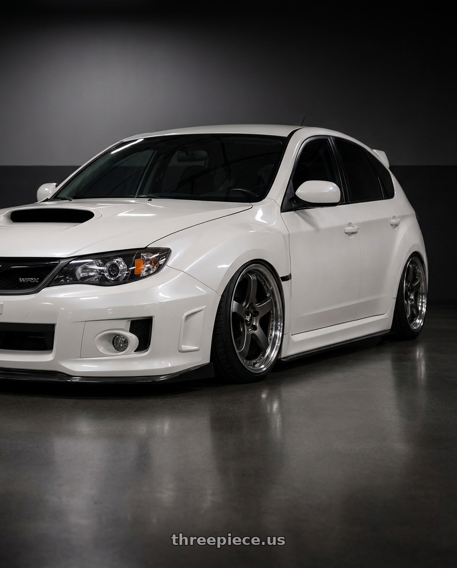 2012 Subaru Wrx Hatchback Pearl with Enkei NT03RR 5x100 18x8.5+42 Gunmetal wheels