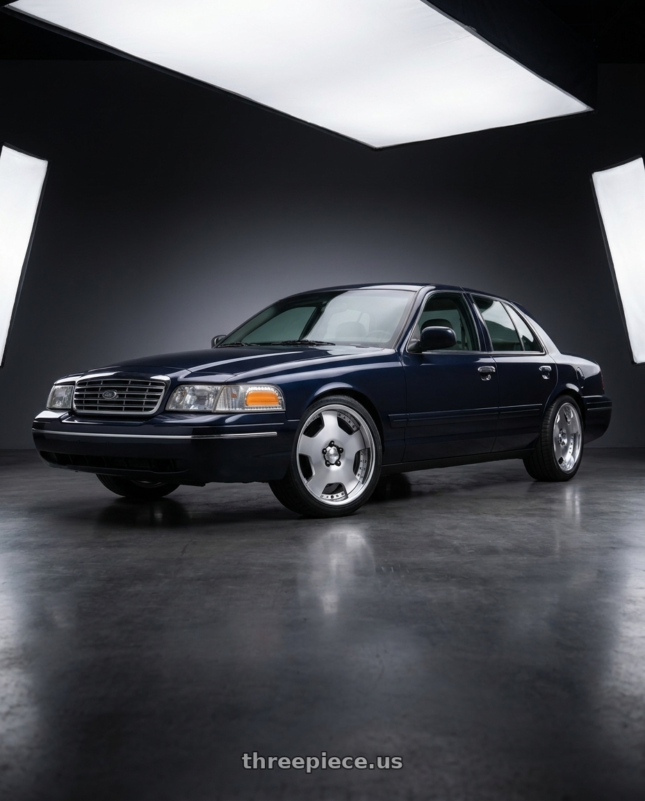 1999 Ford Crown Victoria LX with Work Lanvec Ld1 5x114.3 20x9.5+45 A Disk Machine Silver Polish wheels