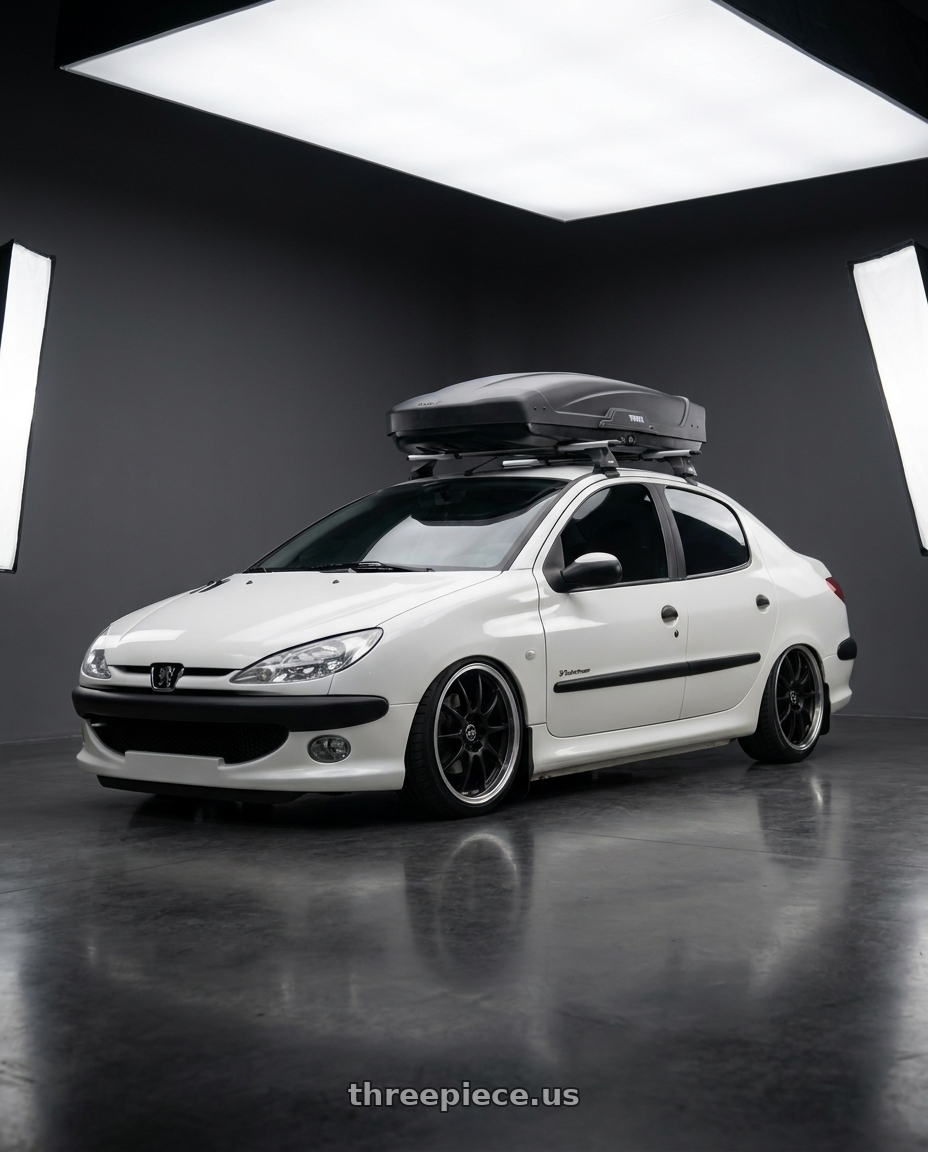 2011 Peugeot 206 SD with Enkei J10 4x100/108 17x7+42 Matte Black W/ Machined Lip wheels