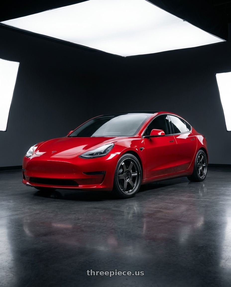 2022 Tesla model 3 Performance with Volk Racing TE37 Ultra Large PCD 6x139.7 20x8.5+20 Diamond Dark Gunmetal wheels