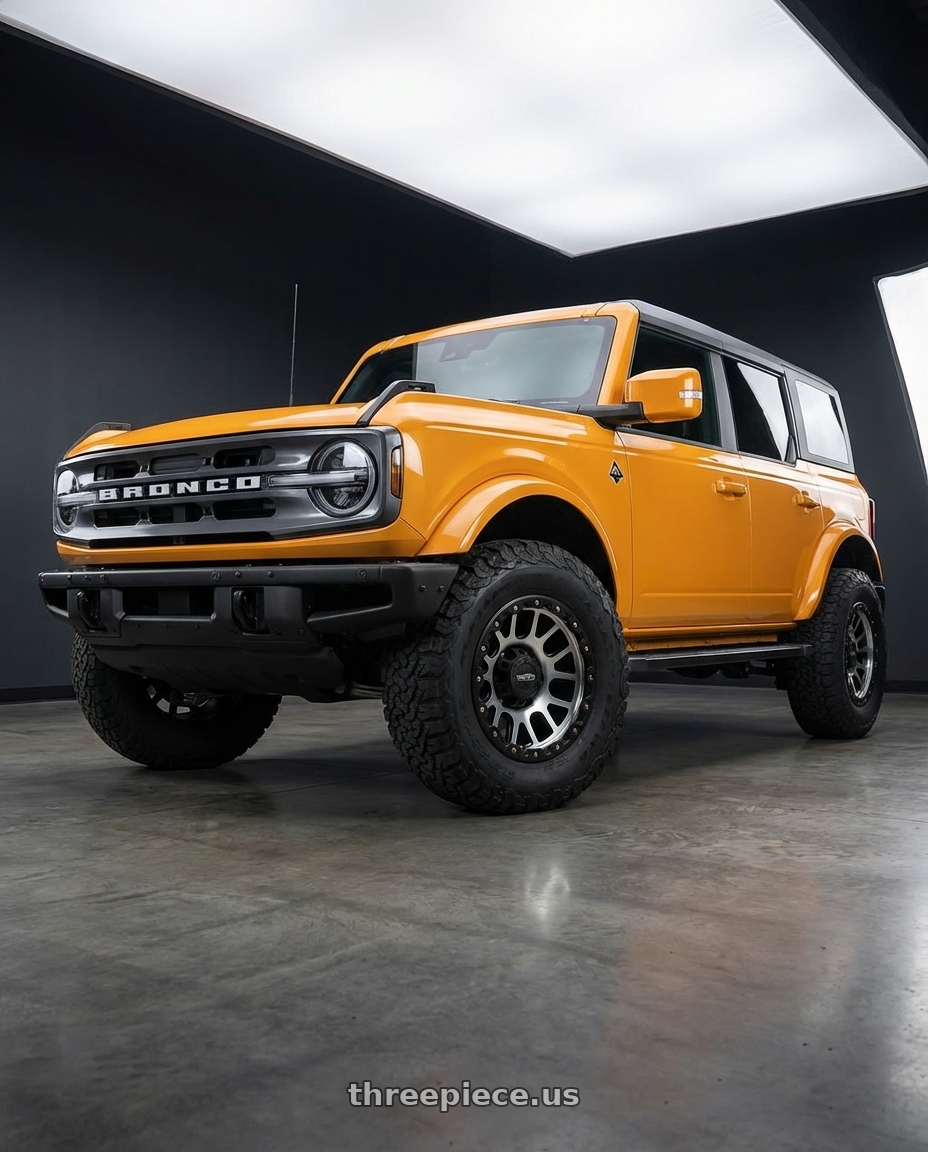 2024 Ford Bronco with Vision Off-Road 111 Nemesis 6x139.7 17x9-12 Matte Black Machined Face wheels