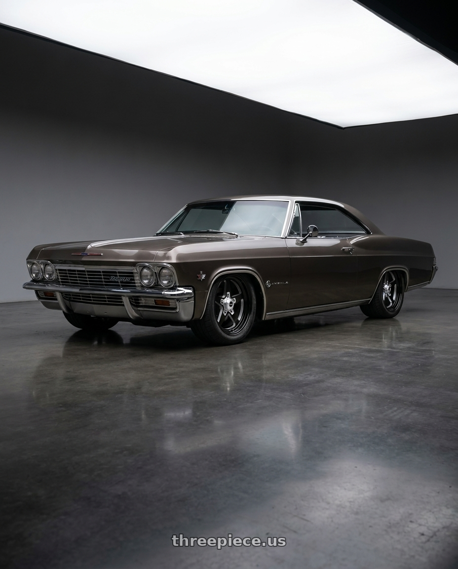1965 Chevy Impala with Vision American-Muscle 571 Sport Star II 5x120.65 15x7+0 Gloss Black with Milled Center wheels