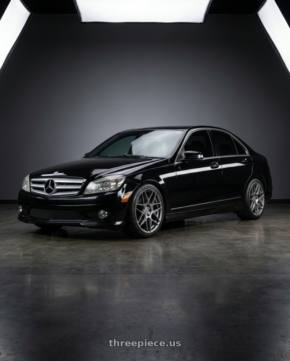 2010 mercedes Benz c350 sport black with Aodhan AFF2 5x120 19x8.5+35 Matte Gray wheels