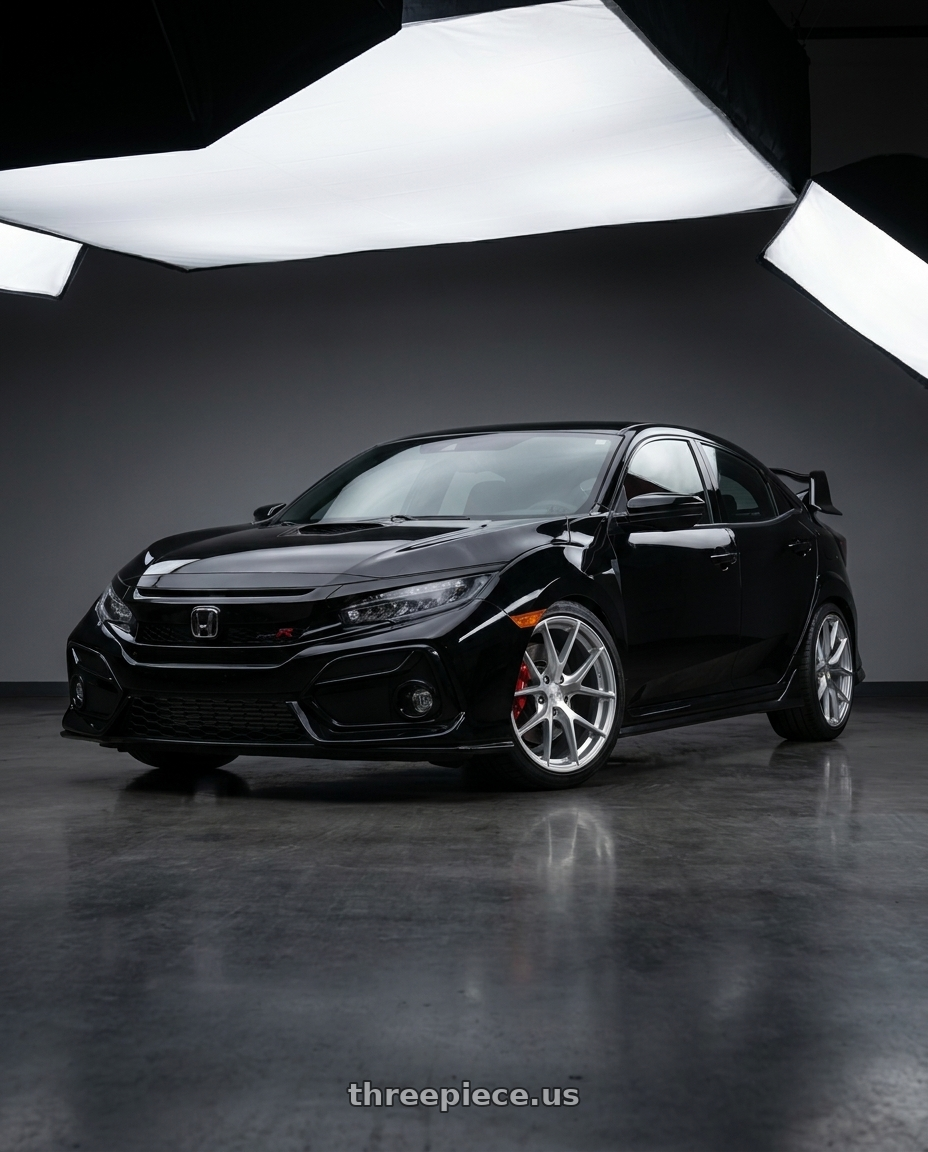 2021 Honda Civic Type R with Aodhan AFF7 5x120 18x9.5+35 Gloss Silver Machined Face wheels