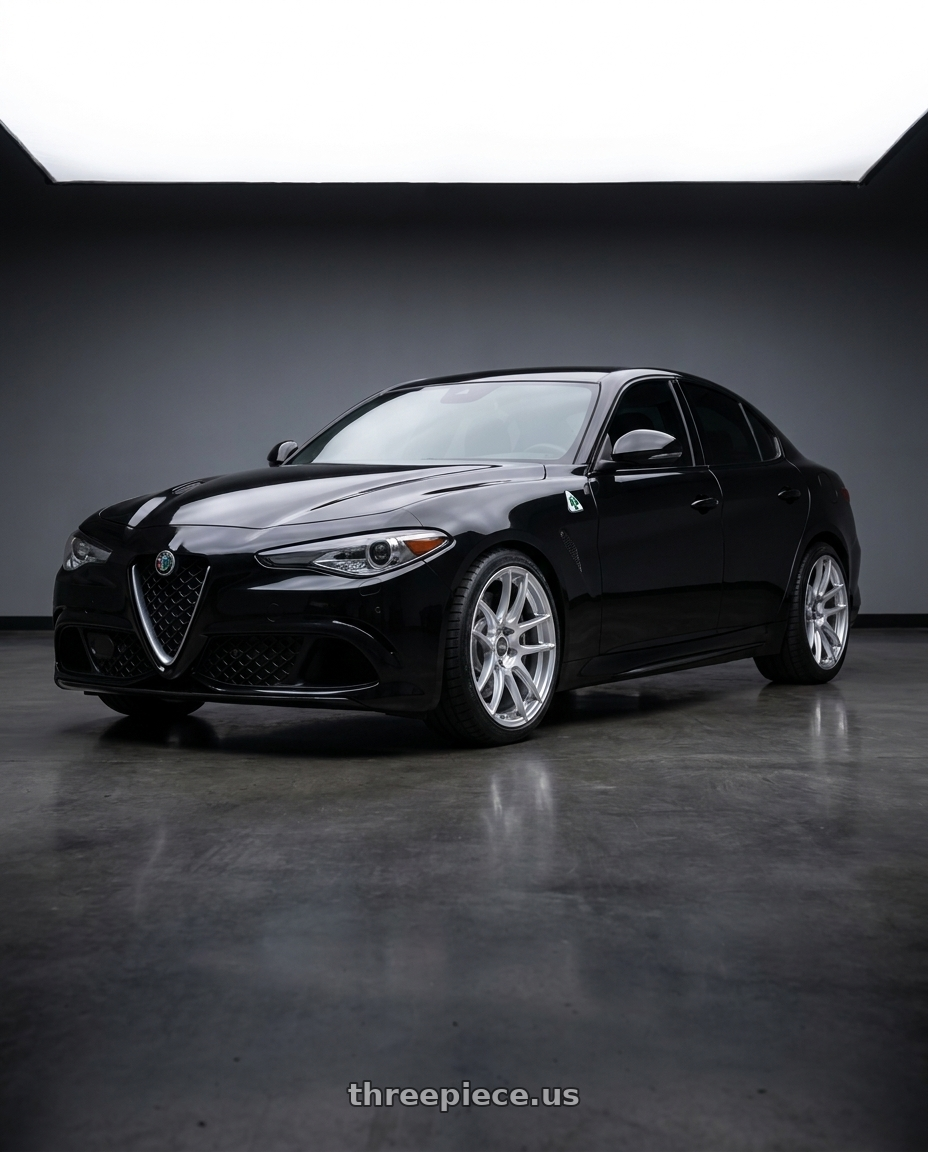 2017 Alfa Romeo giulia black with ESR Wheels CS SERIES CS8 5x110 18x9.5 +35 Hyper Silver wheels