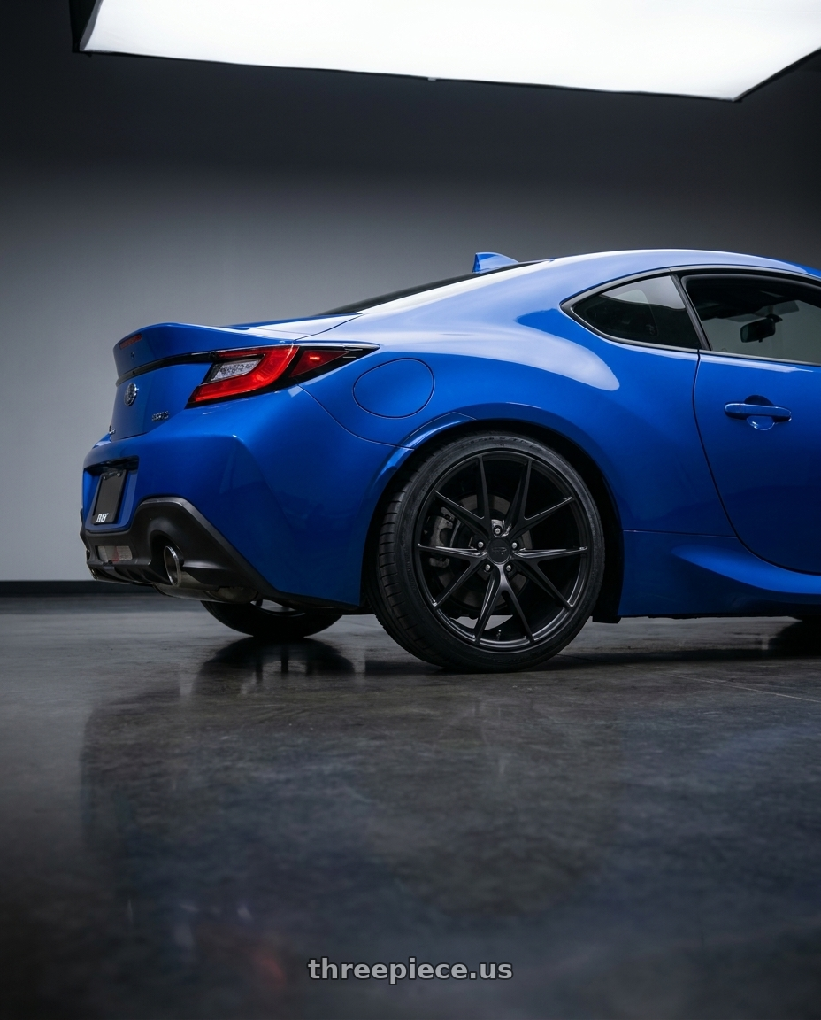 2024 Subaru BRZ with Niche 1PC M117 MISANO 5X114.3 18X9.5 +40 MATTE BLACK wheels rear three quarter view square tires