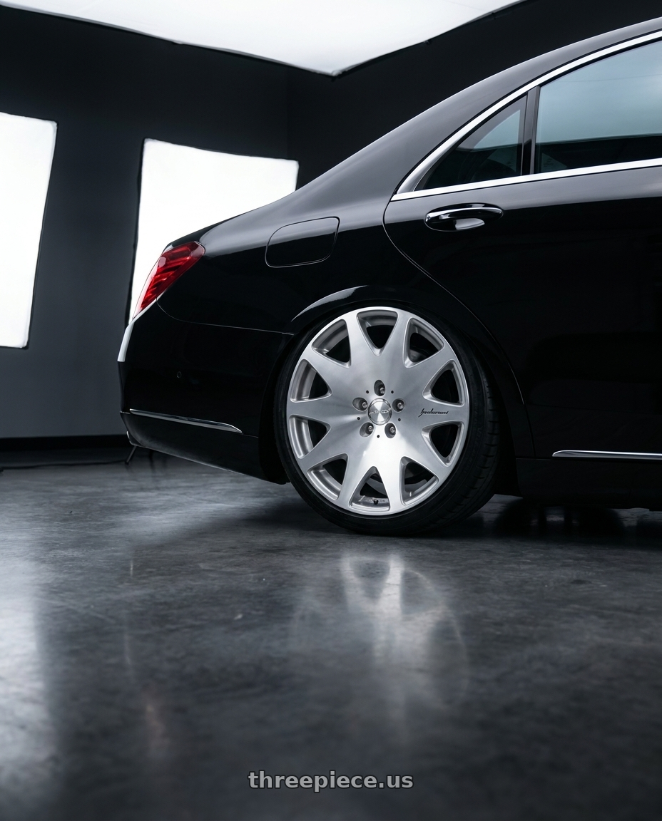 2018 Mercedes s450 with MRR HR3 5x114.3 19x9.5  +40 Silver Machine Face wheels rear three quarter view square tires