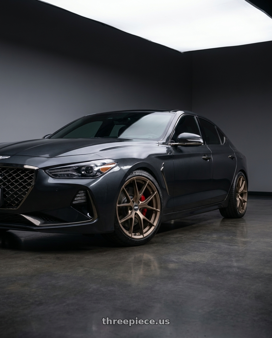 2019 Genesis G70 with ESR Wheels FORGETECH SERIES RF2 5x114.3 19x8.5 +30 Matte Bronze wheels