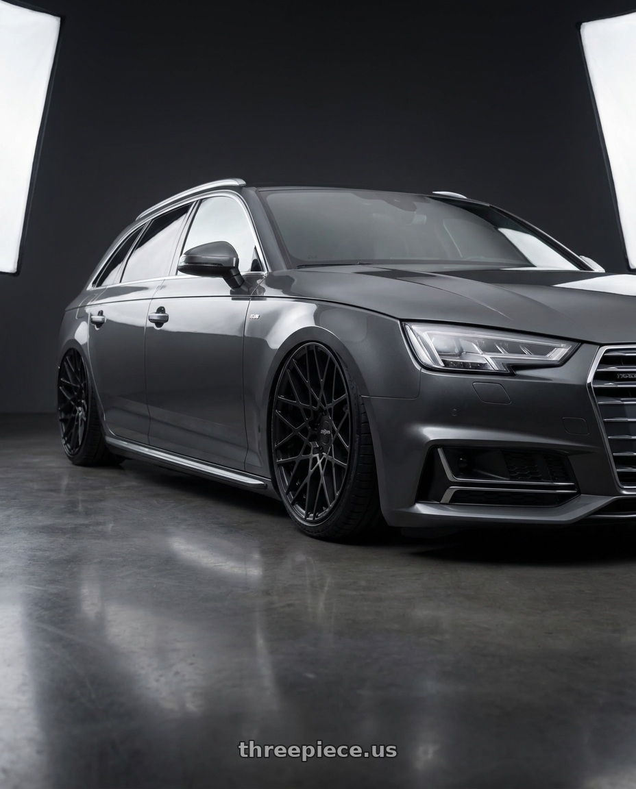 2017 Audi Avant B9 Black with Rotiform 1PC R112 BLQ 5X112 19X8.5 +35 MATTE BLACK wheels
