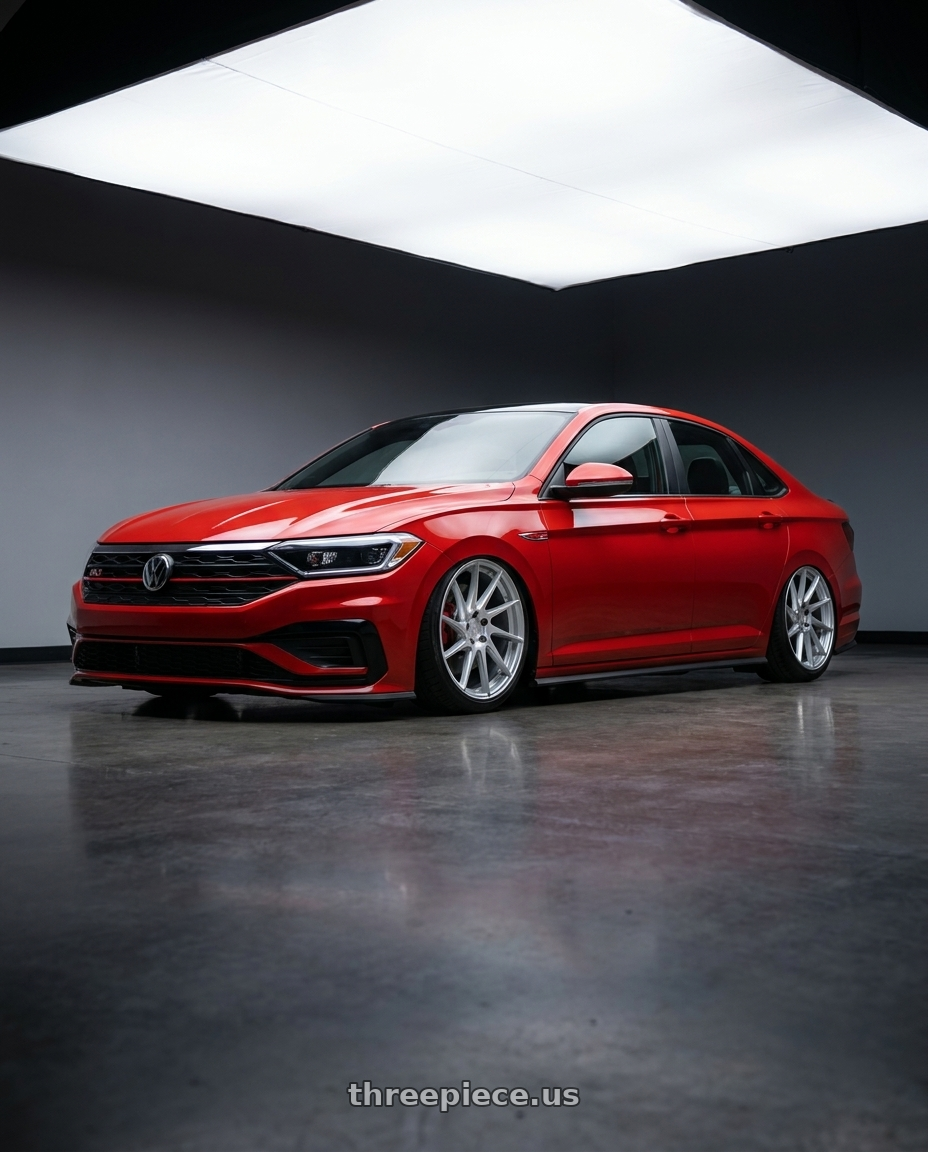 2023 Volkswagen Jetta GLI MK7 with Aodhan AH09 5x112 18x9.5 +35 Gloss Silver Machined Face wheels