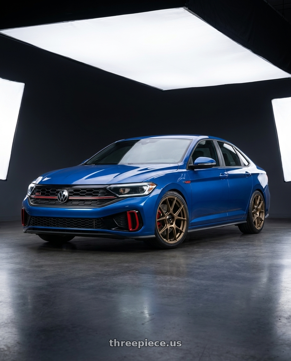 2024 Volkswagen Jetta Gli Blue with Konig Ampliform 5x112 18x8.5+43 Gloss Bronze wheels