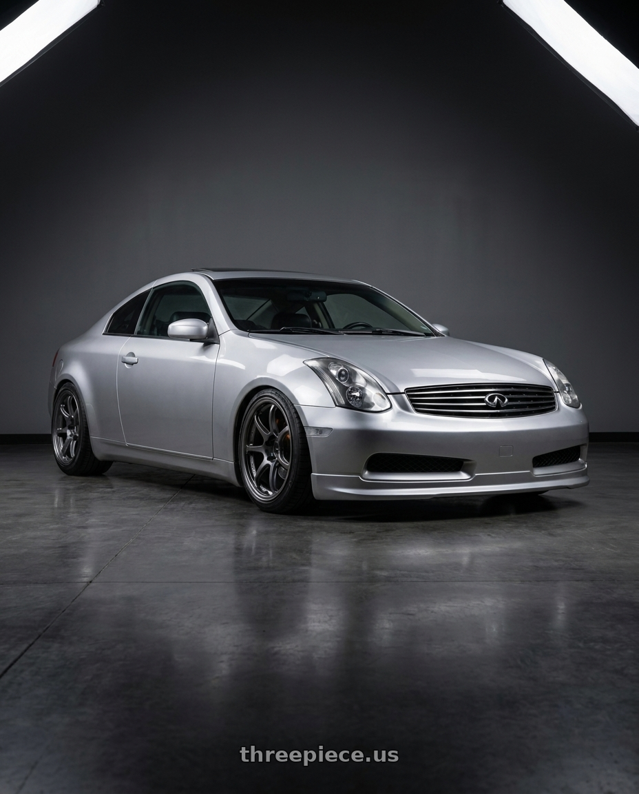 2005 infiniti g35 coupe, silver with Enkei PF09 5x114.3 18x9.5+15 Dark Silver wheels