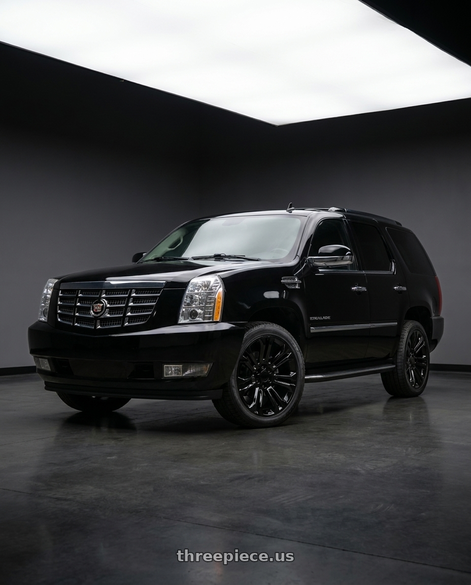 2007 Cadillac Escalade with O.E. Revolution 158 6x139.7 22x9 +24 Gloss Black wheels