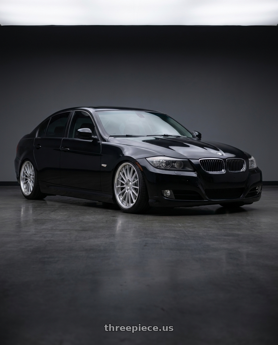 2011 bmw 335d with Work Schwert Regnitz 5x120 19x9.5+38 O Disk Silky Rich Silver wheels