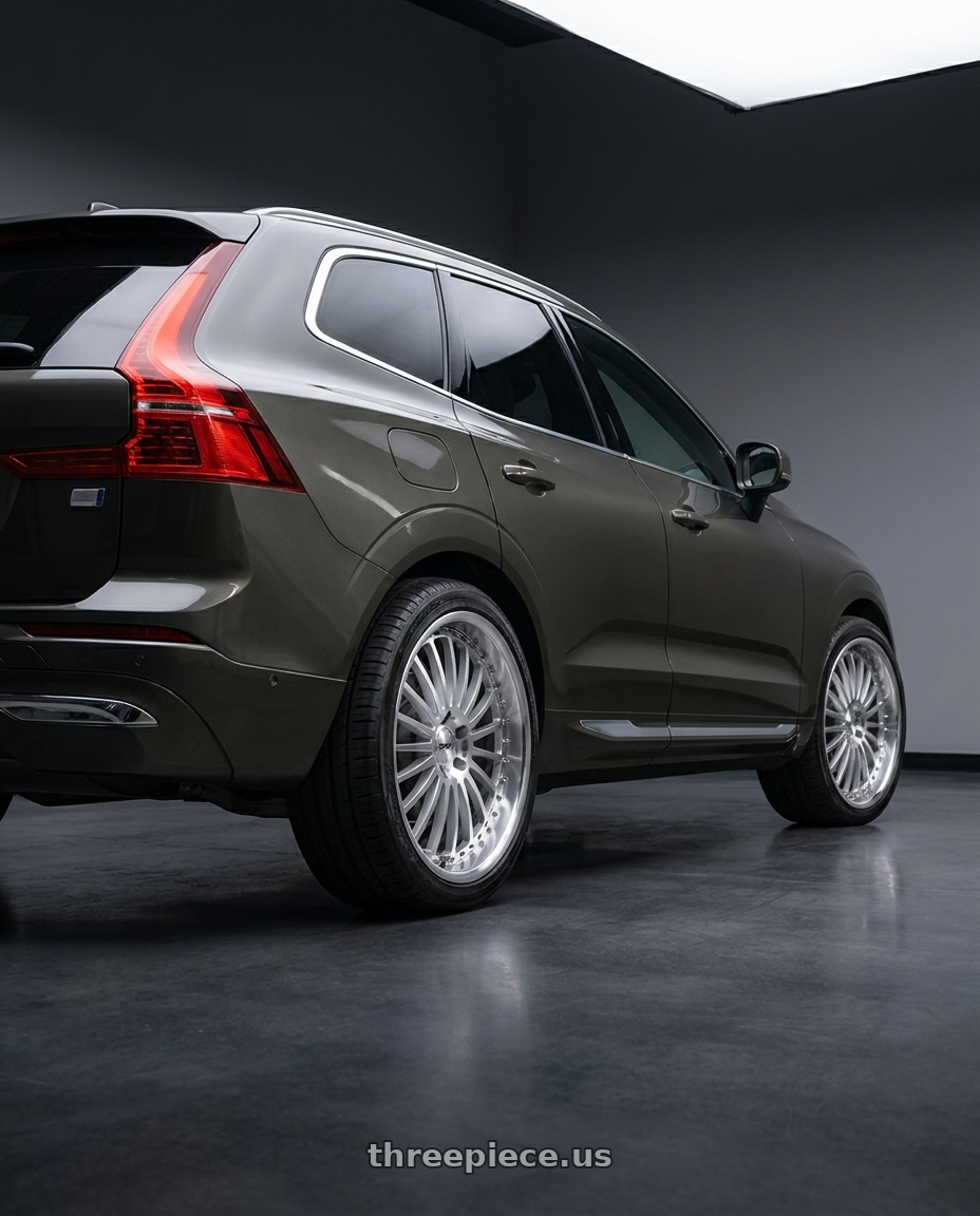2022 volvo XC60 Inscription with TSW SILVERSTONE 5X108 20X8.5 +40 SILVER W/ MIRROR CUT FACE & LIP wheels rear three quarter view square tires