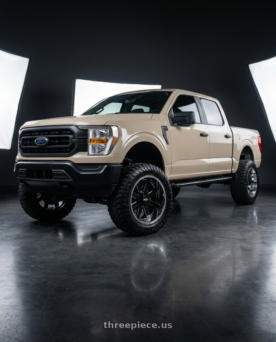 2019 Ford F-150 with Moto Metal MO200 6X135 22X10 -18 GLOSS BLACK MILLED CENTER CHROME LIP wheels