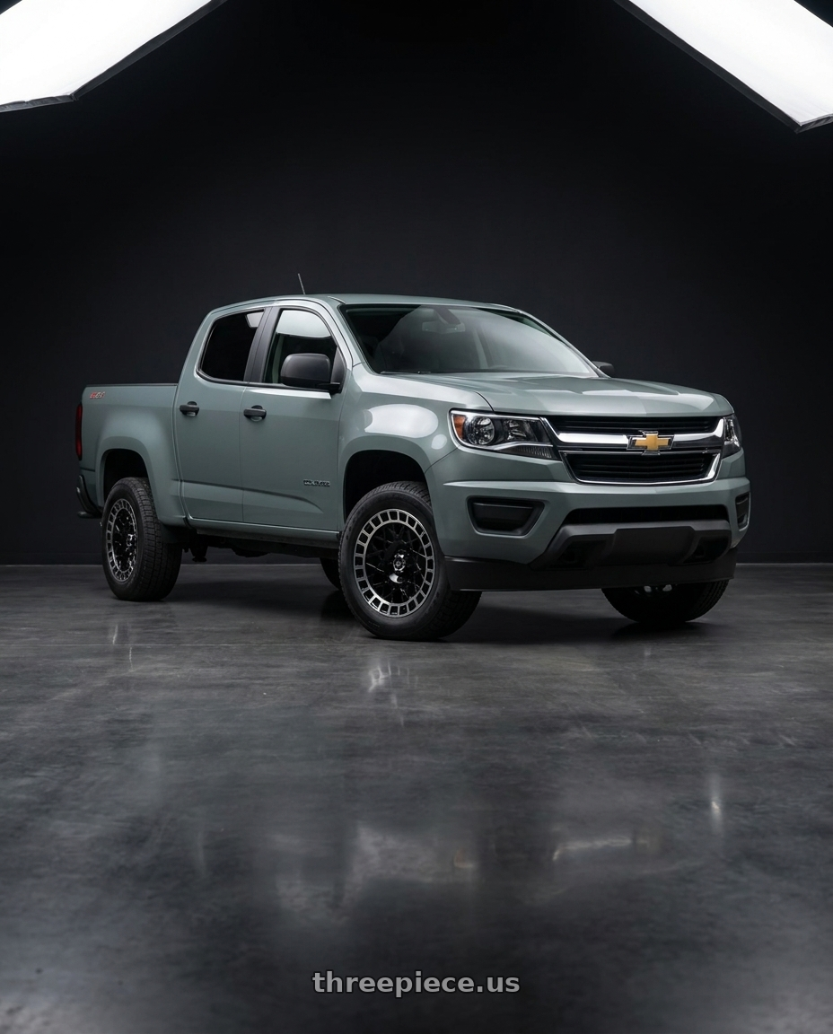 2021 Chevrolet Colorado WT with Vision Street-Designs 349 Savage 6x120 17x8.5+12 Gloss Black Machined Lip wheels