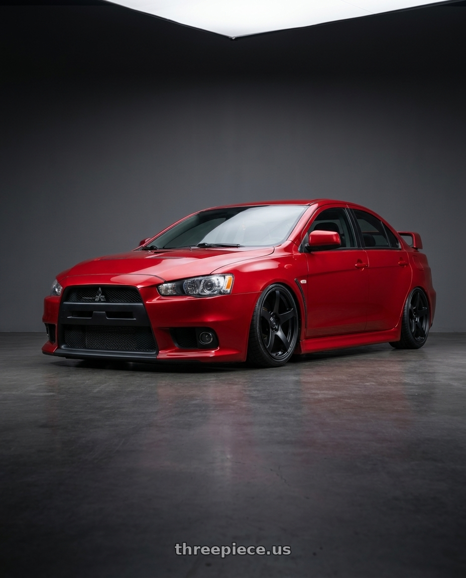 2012 Mitsubishi Lancer Evo X with Ssr Gtv01 5x114.3 18x9+35  FLAT BLACK wheels