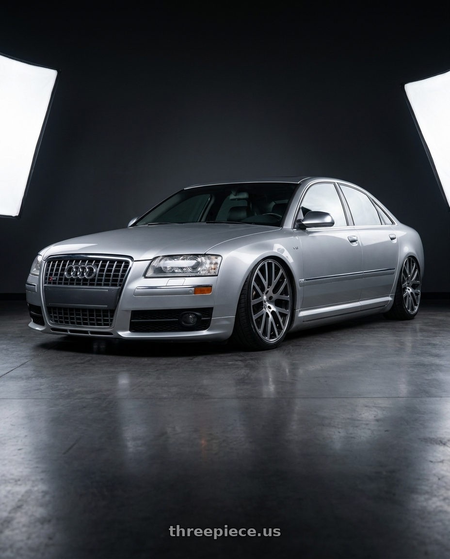 2007 Audi S8 with TSW DONINGTON 5X120 22X10.5 +25 GUNMETAL MIRROR CUT FACE wheels