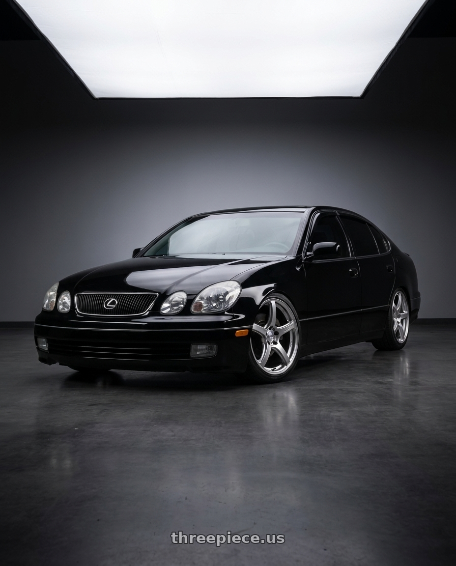 2003 lexus gs 430 with Work Emotion T5r 5x114.3 18x8.5 +35 Glow Silver wheels