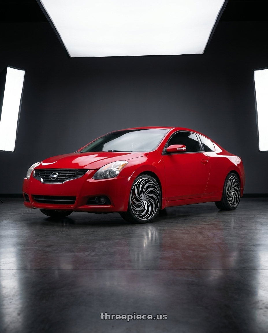 2010 Nissan Altima Coupe with Azara AZA-531 5x114.3 / 5x120 22x8.5 +38 Gloss Black & Machined wheels