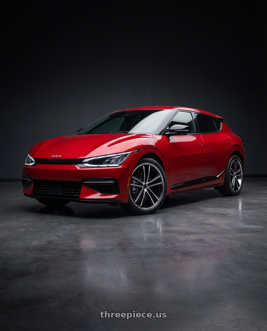 2024 kia ev6 with Asanti Black ABL-1 PEGASI 5X114.3 20X8.5 +35 MACHINED FACE W/ SS LIP wheels