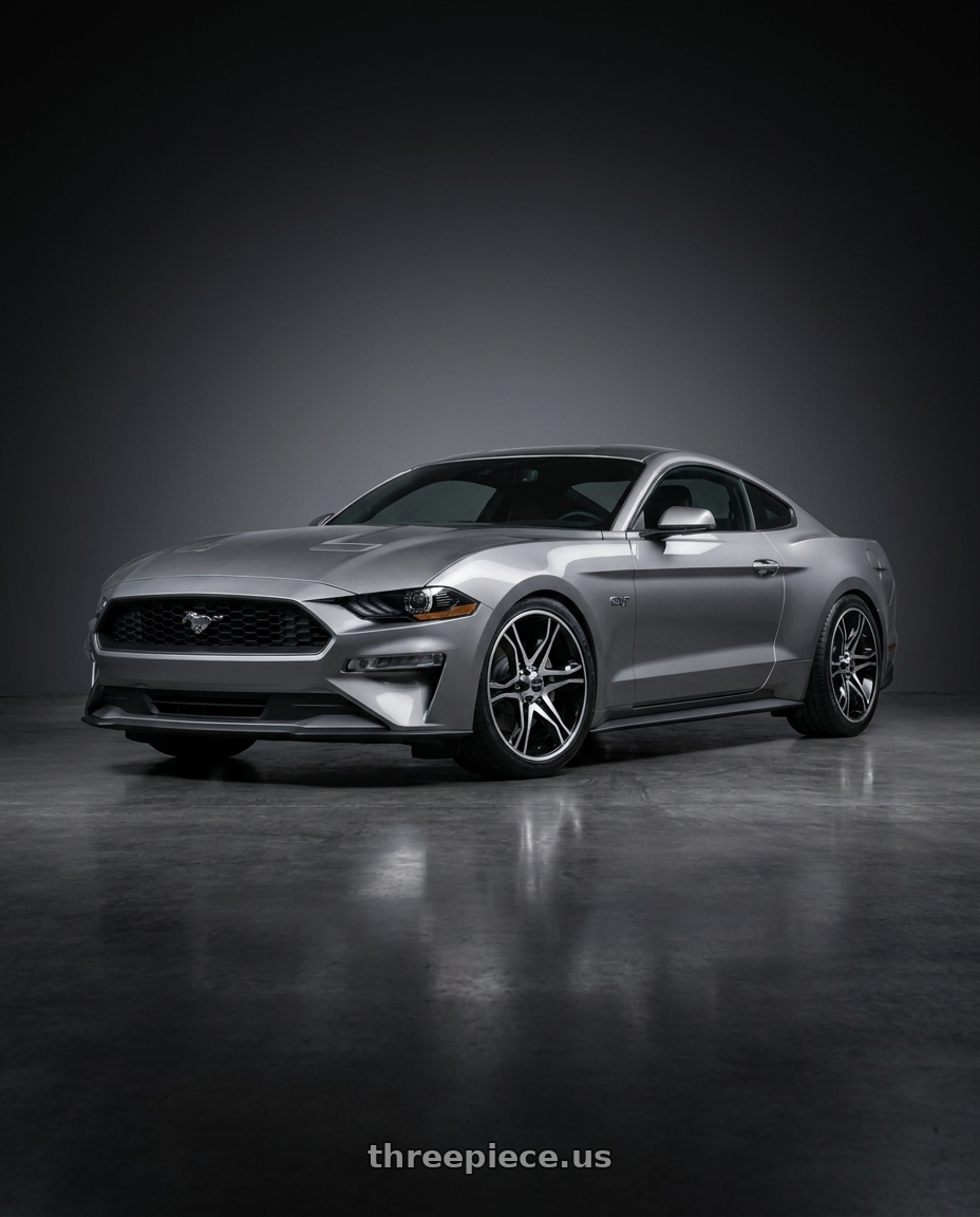 2021 Ford Mustang GT with American Racing AR893 MAINLINE 5x114.3 20x8.5 +35 GLOSS BLACK MACHINED wheels