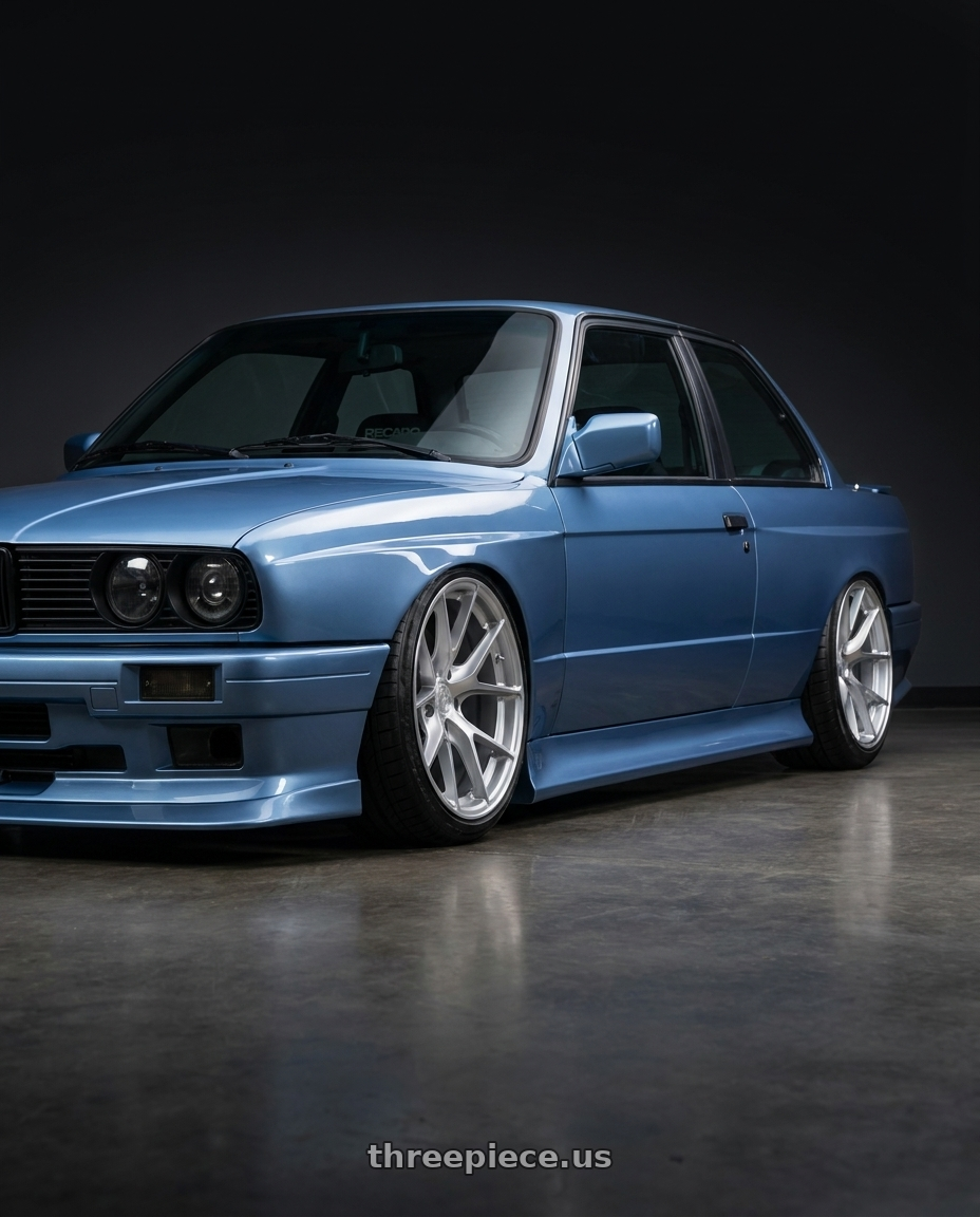 1989 BMW 325i with Aodhan AFF7 5x114.3 20x10.5+35 Gloss Silver Machined Face wheels